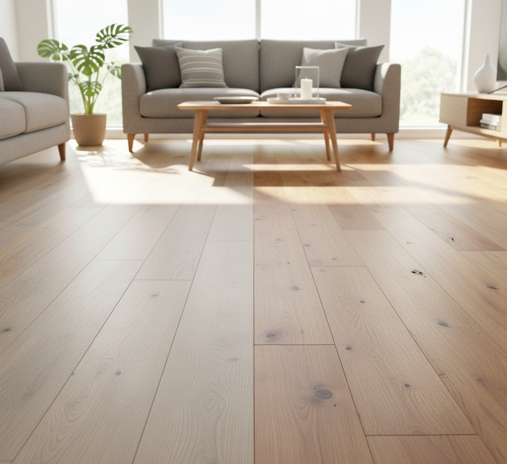 Vinyl vs. hardwood flooring comparison.