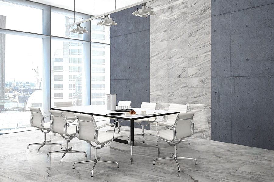 Tampa Flooring | Carpet Tiles vs. Vinyl: The Best Commercial Flooring for Offices Modern office conference room with sleek tile flooring installed by Tampa Flooring Gallery.